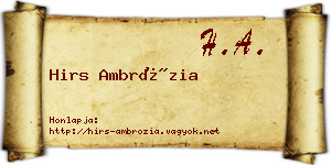 Hirs Ambrózia névjegykártya